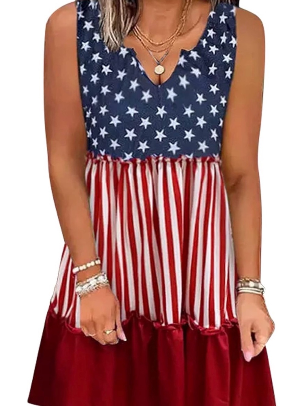 SHEIN Red, White & Navy Star Stripe Mini Dress